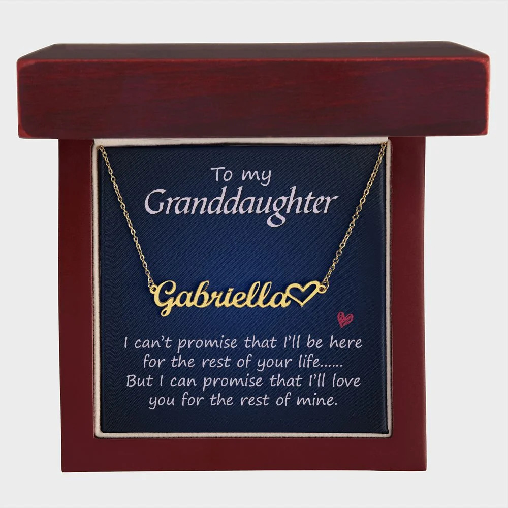 To My Granddaughter Personalized Gold Tone Heart Name Necklace Custom Gift